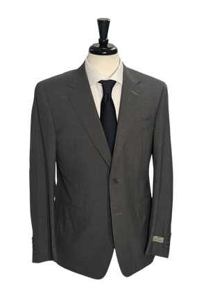 Canali Solid Gray 100% Wool Suit 48R
