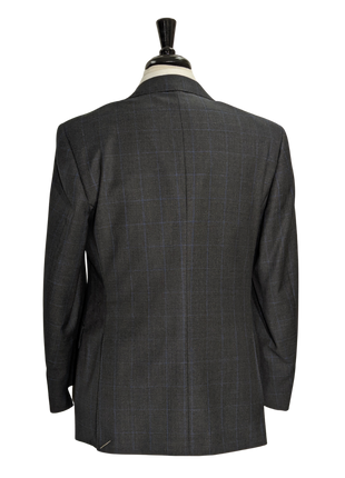 Canali Charcoal Windowpane 100% Wool Suit 40R