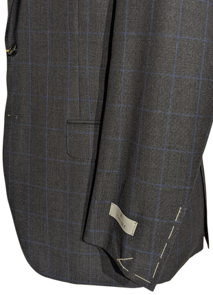 Canali Charcoal Windowpane 100% Wool Suit 40R