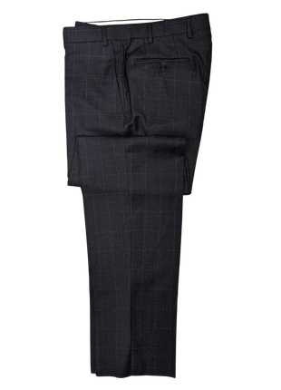Canali Charcoal Windowpane 100% Wool Suit 40R