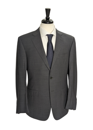 Canali Charcoal Micro Check 100% Wool Suit 40R