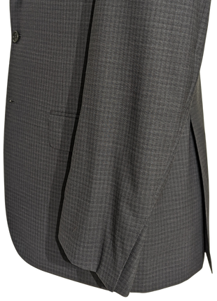 Canali Charcoal Micro Check 100% Wool Suit 40R