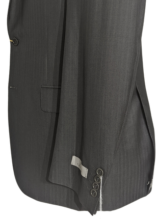 Canali Charcoal Herringbone Wool Mohair Suit 40R