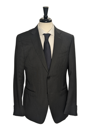 Canali Charcoal Pinstripe 100% Wool Suit 40R