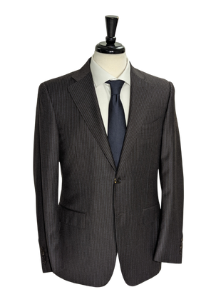 Canali Charcoal Pinstripe 100% Wool Suit 38R