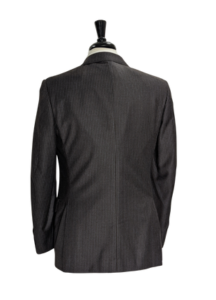 Canali Charcoal Pinstripe 100% Wool Suit 38R