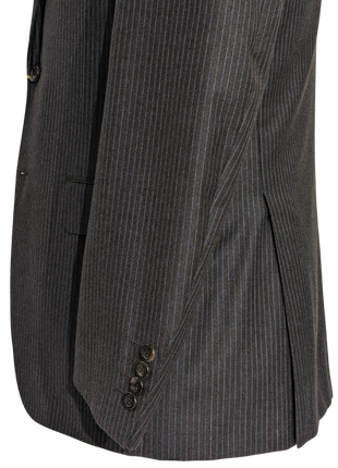 Canali Charcoal Pinstripe 100% Wool Suit 38R