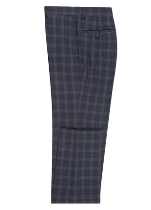 English Laundry Mens Navy Windowpane Slim Fit Notch Lapel 2 Button Stretch Suit