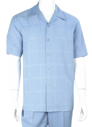 Apollo King Royal Diamond Light Blue Classic Fit Short Sleeve Walking Suit
