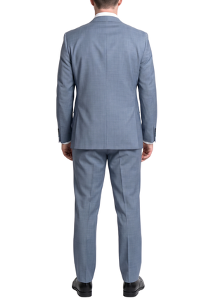Blujacket Solid Gray Wool Regular Fit  Peak Lapels 2-piece Suit - The Suit Depot
