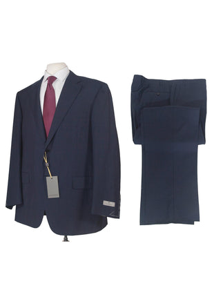 Canali 1934 Mens 48R Drop 7 Navy Blue Check 100% Wool 2 Piece Suit