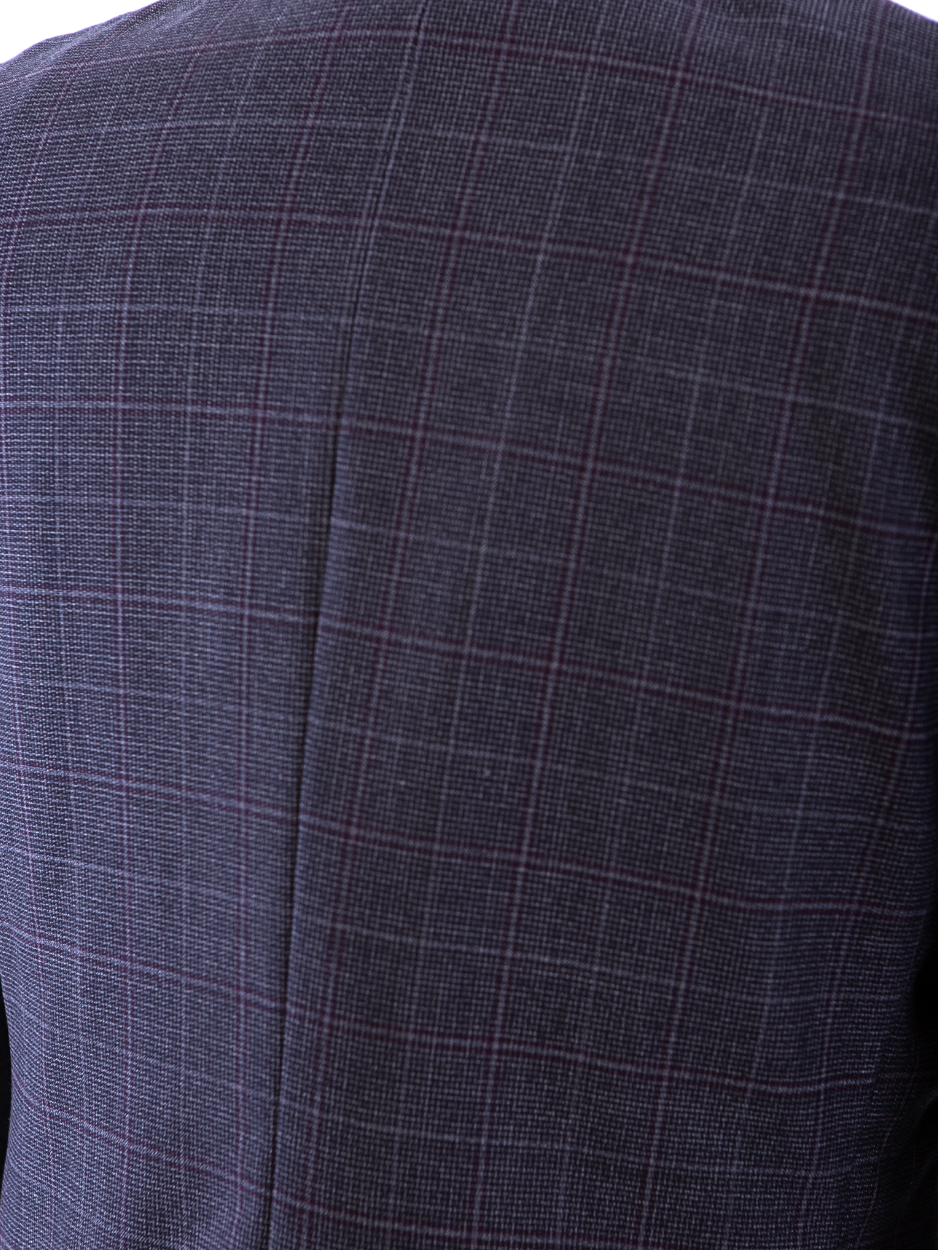John Varvatos Half-Canvassed Charcoal Windowpane Two Button Wool Blend Suit