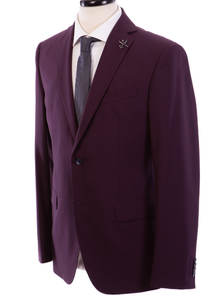 John Varvatos Half-Canvassed Burgundy Two Button 100% Wool Suit