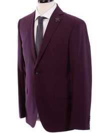 Thumbnail for John Varvatos Half-Canvassed Burgundy Two Button 100% Wool Suit