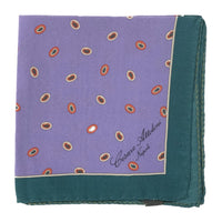 Thumbnail for Cesare Attolini Blue Motif Pocket Square Handmade In Italy