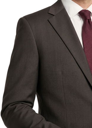 Canuti By Steven Land Mens Solid Brown Classic Fit Notch Lapel 2-Button Wool Suit