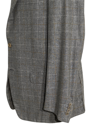 Sartoria Partenopea Men's Gray Windowpane 100% Cashmere 3-Roll-2 Sportcoat 46R
