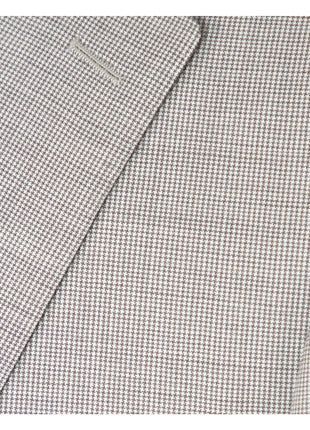 Napoli Mens Tan Houndstooth 100% Reda Wool Slim Fit 2 Piece Suit
