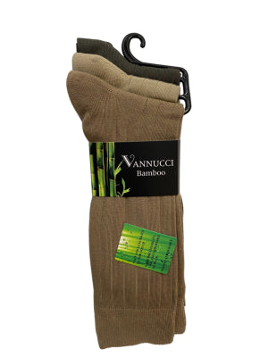 Vannucci Mens 3 Pack Khaki Stone Olive Dress Socks