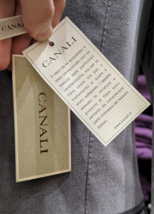 Canali Mens Gray Velvet 42L Slim Fit Cotton Cashmere 2 Piece Suit