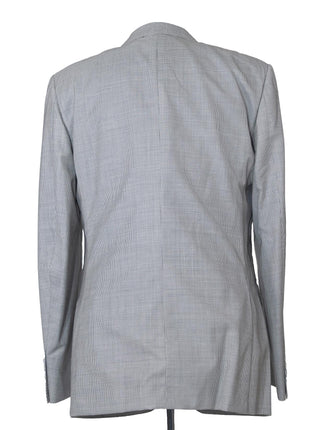 Napoli Mens 44L Gray Check 100% Ermenegildo Zegna Wool Slim Fit 2 Piece Suit