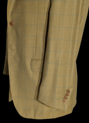 Sartoria Partenopea Men's Brown Windowpane 3-Roll-2.5 100% Wool Sportcoat 40R