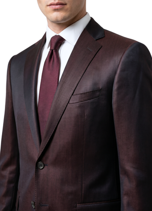 Blujacket Mens Solid Dark Brown Regular Fit Reda Wool 2 Button Suit - The Suit Depot