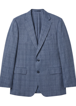 Blujacket Mens Blue Plaid Slim Fit Guabello Wool Silk 2 Button Suit - The Suit Depot