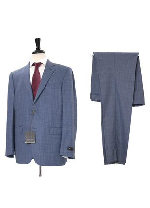 Ermenegildo Zegna Mens 46R Drop 7 Blue Wool Linen Silk Blend 2 Piece Suit