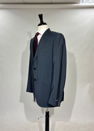 Ermenegildo Zegna Trofeo Mens Blue Textured Peak Lapel Slim Fit 2-Button Wool Mohair Suit - 40L