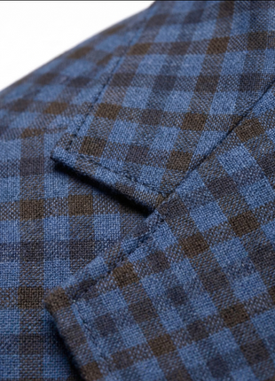 Mazara Mens Blue and Brown Checked Slim Fit Patch Pockets Sportcoat