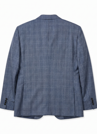 Blujacket Mens Blue Plaid Slim Fit Guabello Wool Silk 2 Button Suit - The Suit Depot