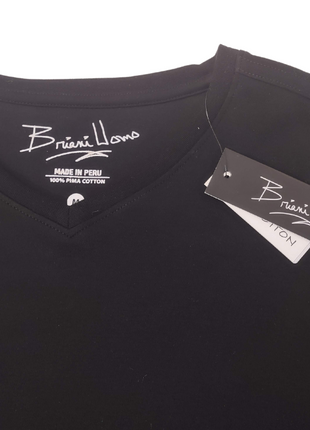 Briani Uomo Mens Black Short Sleeve V Neck 100% Pima Cotton Casual Shirt