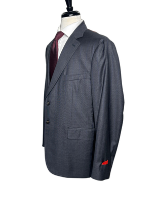 Isaia Mens Charcoal Pinstripe Notch Lapel Classic Fit 2-Button AquaSpider 160s Wool Suit - 48R