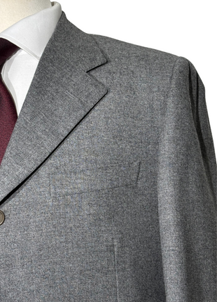 Sartoria Partenopea Mens Heather Gray Flannel Notch Lapel Classic Fit 3-button Wool Suit - 42R