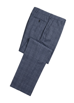 Blujacket Mens Blue Plaid Slim Fit Guabello Wool Silk 2 Button Suit - The Suit Depot