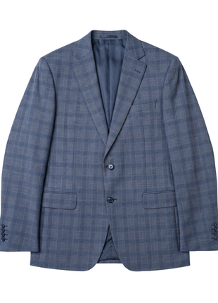 Italiano Blue Plaid Wool Slim Fit  Notch Lapel 2 Piece Suit - The Suit Depot