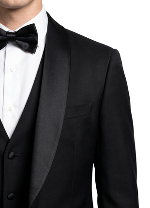 Armani Collezioni Solid Black Modern Fit Shawl Lapel 2-Button 3 piece Wool Tuxedo 34R