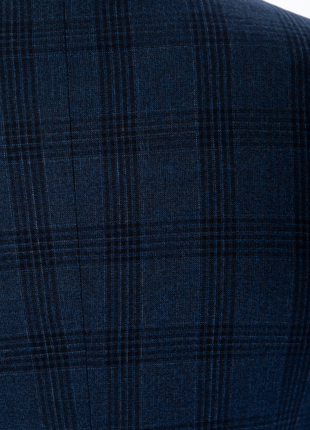 Sartoria Mazara Mens Slim Fit Navy Blue With Burgundy Check 100% Wool Suit With Peak Lapels