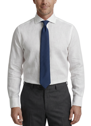 Proper Sport White Contemporary Fit Cutaway Collar Linen Shirt