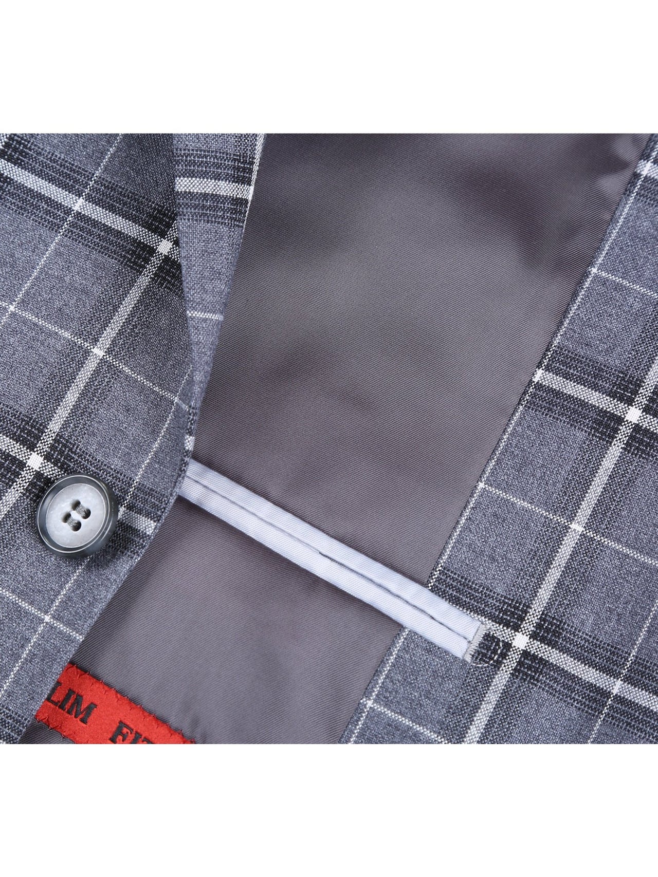 Men's Classic Fit Single Breasted Grey & White Check Suits