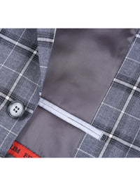 Thumbnail for Men's Classic Fit Single Breasted Grey & White Check Suits