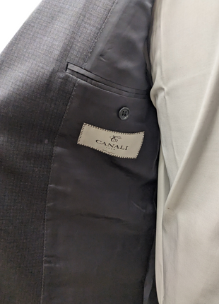 Canali 1934 Mens Charcoal Gray Check 44L Drop 7 100% Wool 2 Button 2 Piece Suit