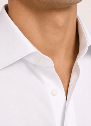 Christopher Morris Solid White Classic Fit Cotton Cutaway Collar Non-Iron French Cuff Dress Shirt