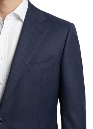 Canali Midnight Navy Tonal Stripe Notch Lapel Canvassed Portly Fit Wool 2-Button Suit 52R