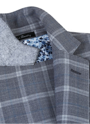 English Laundry Gray Windowpane Slim Fit Notch Lapel Wool Blend Stretch 2 Button Suit