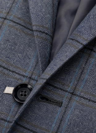 Luigi Baldo Slate Blue with Black Teal Windowpane Slim Fit Cashmere 2-Button Sport Coat 38R
