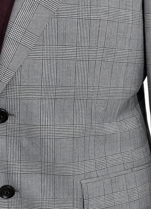 Tovaglia Mens Black & White Glen Plaid Classic Fit Peak Lapel Wool 2-Button Suit