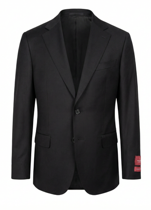 Mazara Solid Black Classic Fit Notch Lapel Wool Cashmere Blend 2-Button Suit