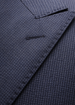 Centrion Mens Blue Microcheck Classic Fit Peak Lapel 2 Button Wool Suit